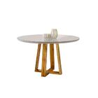 Mesa De Jantar Redonda Natalle Com Tampo De Vidro 120cm Móvei