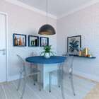 Mesa De Jantar Redonda Natus40 Branca E Azul 120 Cm