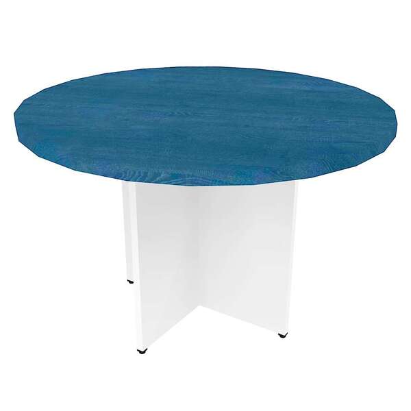 Mesa De Jantar Redonda Natus40 Branca E Azul 120 Cm