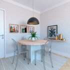 Mesa De Jantar Redonda Natus40 Branca E Carvalho Mel 120 Cm