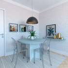 Mesa De Jantar Redonda Natus40 Branca E Cinza Cristal 120 Cm