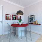 Mesa De Jantar Redonda Natus40 Branca E Vermelha 120 Cm