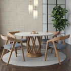 Mesa De Jantar Redonda Pés Madeira Tampo Mdf Portman Champagn