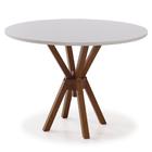 Mesa De Jantar Redonda Pés Ripado Laca Off White/madeira