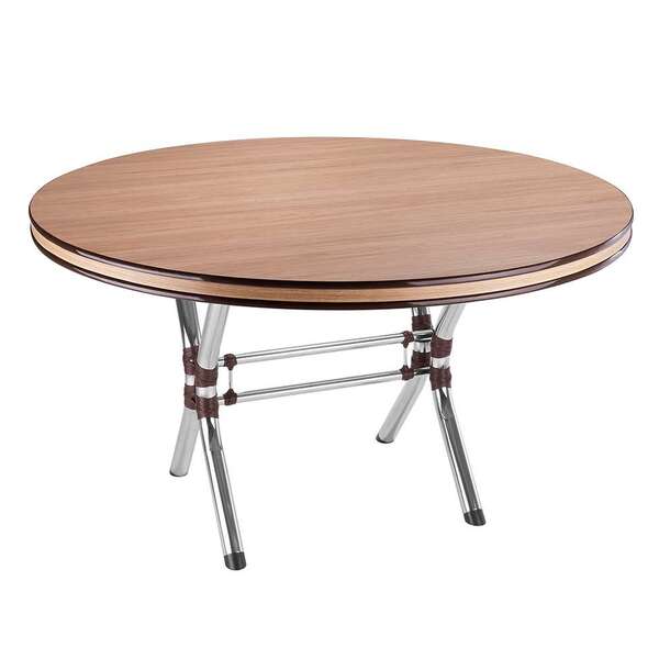 Mesa De Jantar Redonda Ravena I Cromada Carvalho E Tabaco 137