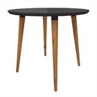 Mesa De Jantar Redonda Richard Preto Com Tampo De Vidro