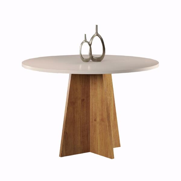 Mesa De Jantar Redonda Slin 0,90m 4 Lugares Mel/off White Vie