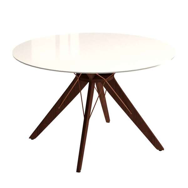 Mesa De Jantar Redonda Spacy Off White E Café 120 Cm