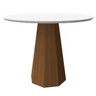 Mesa De Jantar Redonda Tampo Com Vidro Agnes 120 Cm Off White