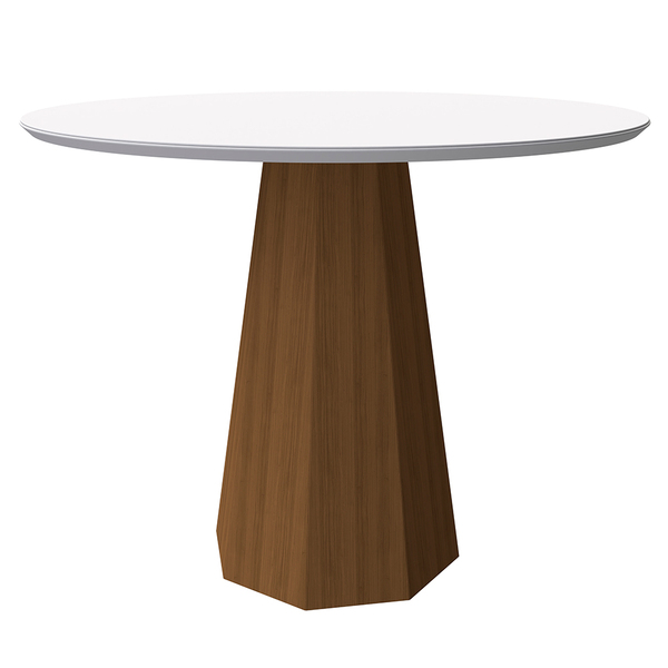 Mesa De Jantar Redonda Tampo Com Vidro Agnes 120 Cm Off White