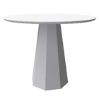 Mesa De Jantar Redonda Tampo Com Vidro Agnes 120 Cm Off White