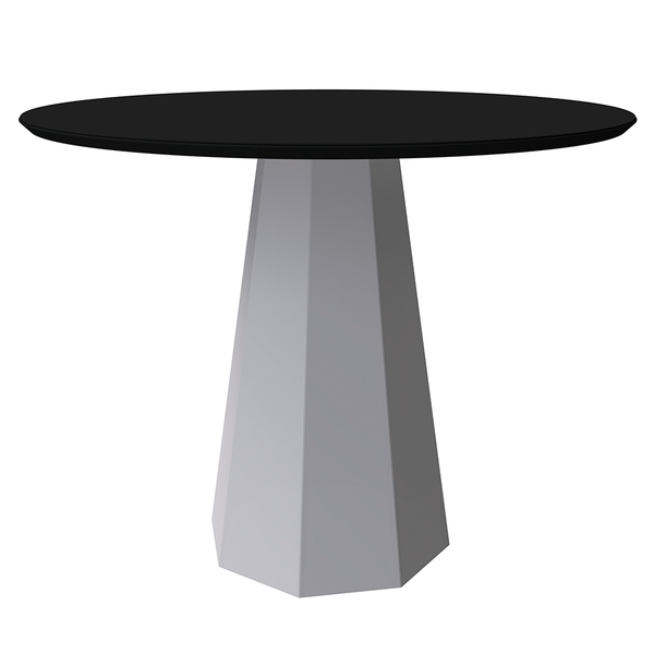 Mesa De Jantar Redonda Tampo Com Vidro Agnes 135 Cm Preto Bas