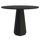 Mesa De Jantar Redonda Tampo Com Vidro Agnes 135 Cm Preto - D