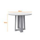 Mesa De Jantar Redonda Tampo Com Vidro Lara 100 Cm Off White