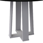 Mesa De Jantar Redonda Tampo Com Vidro Lara 135 Cm Preto Base