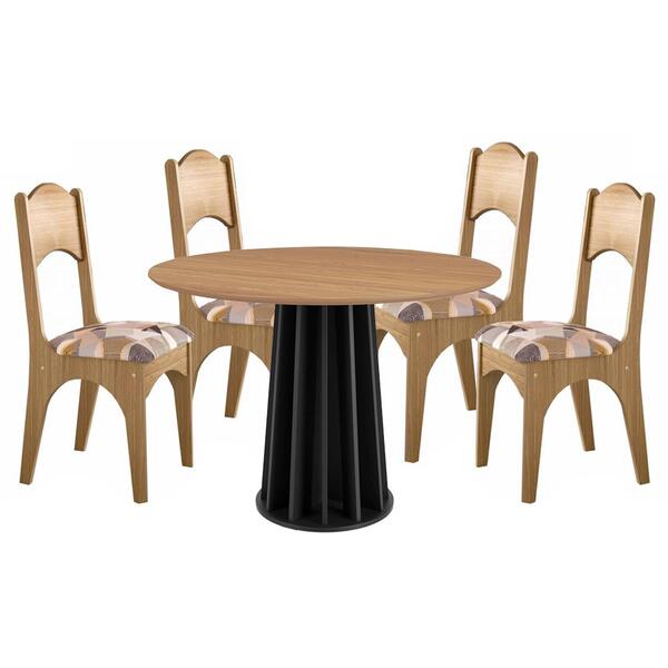 Mesa De Jantar Redonda Thalia Com 4 Cadeiras Jules D01 Freijó