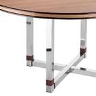 Mesa De Jantar Redonda Toronto Ii Cromada Carvalho E Tabaco 1