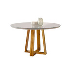 Mesa De Jantar Redonda Turquia Com Tampo De Vidro 120cm Móvei