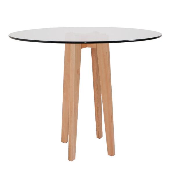 Mesa De Jantar Redonda Vérice 90cm Com Tampo De Vidro - Natur