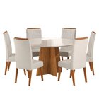 Mesa De Jantar Redonda Vitara Com 6 Cadeiras Madeira Maciça V