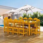 Mesa De Jantar Retangular 10 Lugares Estofados Madeira Maciça