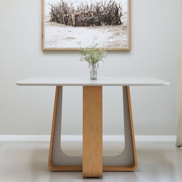 Mesa De Jantar Retangular 120cm Tampo Com Vidro Sintonia Amên