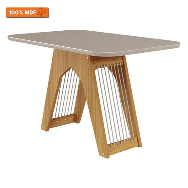Mesa De Jantar Retangular 130x80cm 4 Lugares Tampo Mdf/vidro