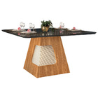Mesa De Jantar Retangular 136x136cm Para 8 Lugares Carvalho E