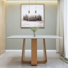 Mesa De Jantar Retangular 160cm Tampo Com Vidro Sintonia Amên