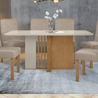 Mesa De Jantar Retangular 160x80cm 6 Lugares Tampo Mdf Com Vi
