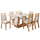 Mesa De Jantar Retangular 160x80cm Com 6 Cadeiras Sicilia Mel