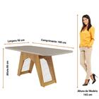 Mesa De Jantar Retangular 180x90cm 6 Lugares Tampo Mdf/vidro