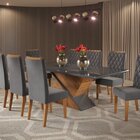 Mesa De Jantar Retangular 200x90 Noble Com 8 Cadeiras Iza Mel