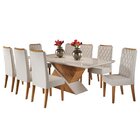 Mesa De Jantar Retangular 200x90 Noble Com 8 Cadeiras Iza Mel