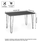 Mesa De Jantar Retangular 4 Lugares 120x75 Base De Ferro Hair