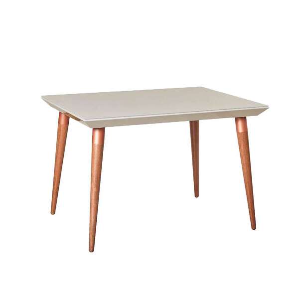 Mesa De Jantar Retangular 4 Lugares  Liv Bege E Natural