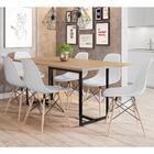 Mesa De Jantar Retangular 6 Cadeiras Eames Indy F02 Natura/pr