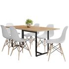 Mesa De Jantar Retangular 6 Cadeiras Eames Indy F02 Natura/pr