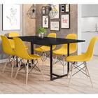 Mesa De Jantar Retangular 6 Cadeiras Eames Indy F02 Preto/ama
