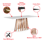 Mesa De Jantar Retangular 6 Lugares 160x90cm Base Madeira Gab