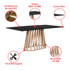 Mesa De Jantar Retangular 6 Lugares 160x90cm Gabi Preto/jade