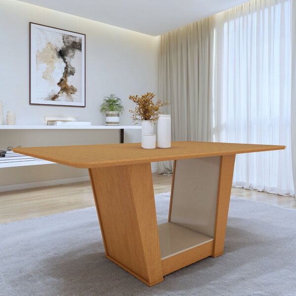 Mesa De Jantar Retangular 6 Lugares 170cm Tampo Mdf No Glass