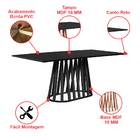 Mesa De Jantar Retangular 6 Lugares 180x90cm Gabi Preta - Str