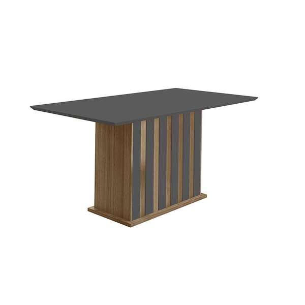 Mesa De Jantar Retangular Amália Carvalho E Grafite 160 Cm