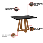 Mesa De Jantar Retangular Brenda 120x90 Cm Preto Com Base De