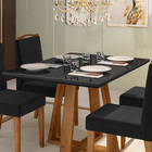 Mesa De Jantar Retangular Brenda 120x90 Cm Preto Com Base De