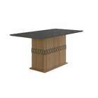 Mesa De Jantar Retangular Com Tampo De Vidro Ágata Carvalho E