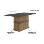 Mesa De Jantar Retangular Com Tampo De Vidro Ágata Carvalho E