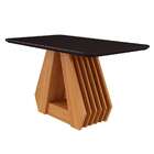 Mesa De Jantar Retangular Com Tampo De Vidro Agata Chumbo E N