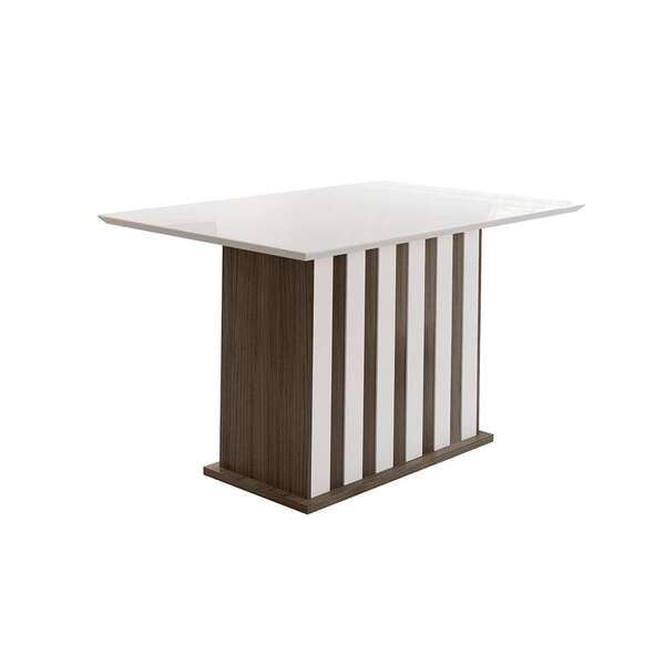 Mesa De Jantar Retangular Com Tampo De Vidro Amália Amêndoa E